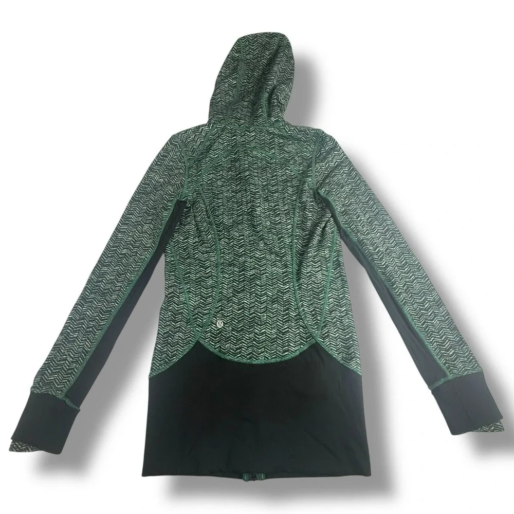Lululemon Daily Practice Hooded Track Jacket Women's 4 Spacebone Green‎ Chevron - Picture 2 of 8